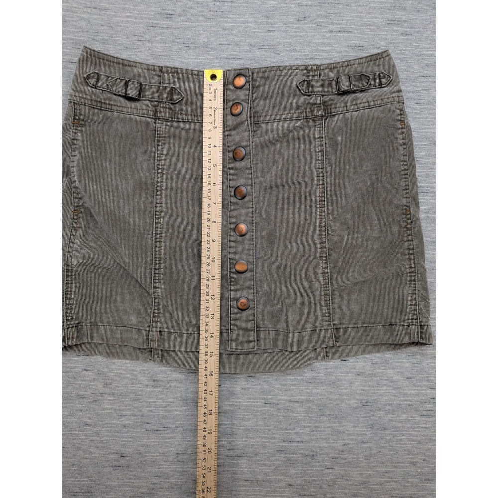 y2k GAP Corduroy Mini Skirt Button Front Olive Green Casual Skater Preppy 8 - Picture 2 of 7